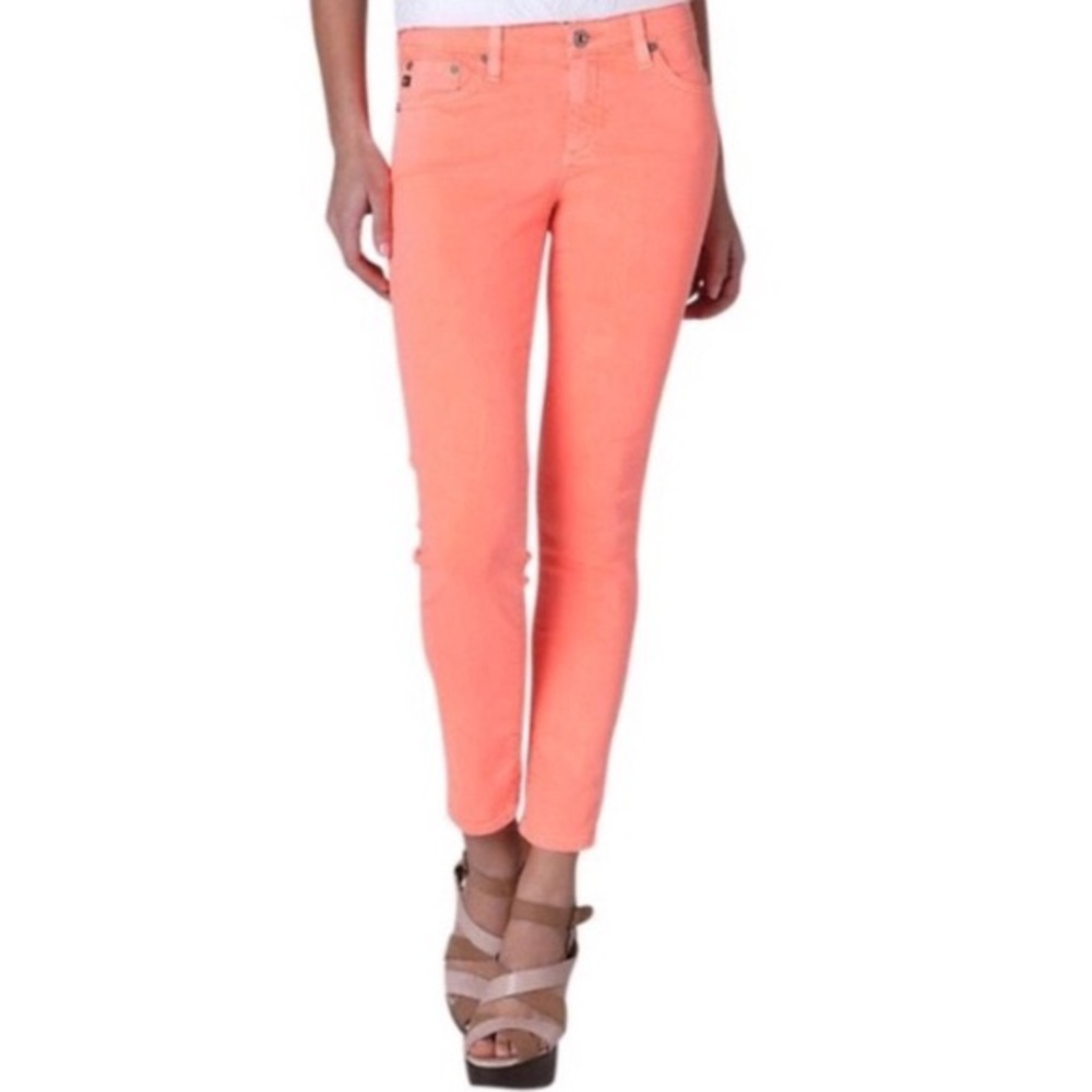 AG neon orange Stevie ankle slim strait leg jean